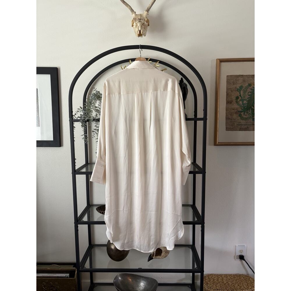 H&M Womens Satin Shirt Dress Cream Button Front Long Sleeve Size Small - Picture 4 of 4